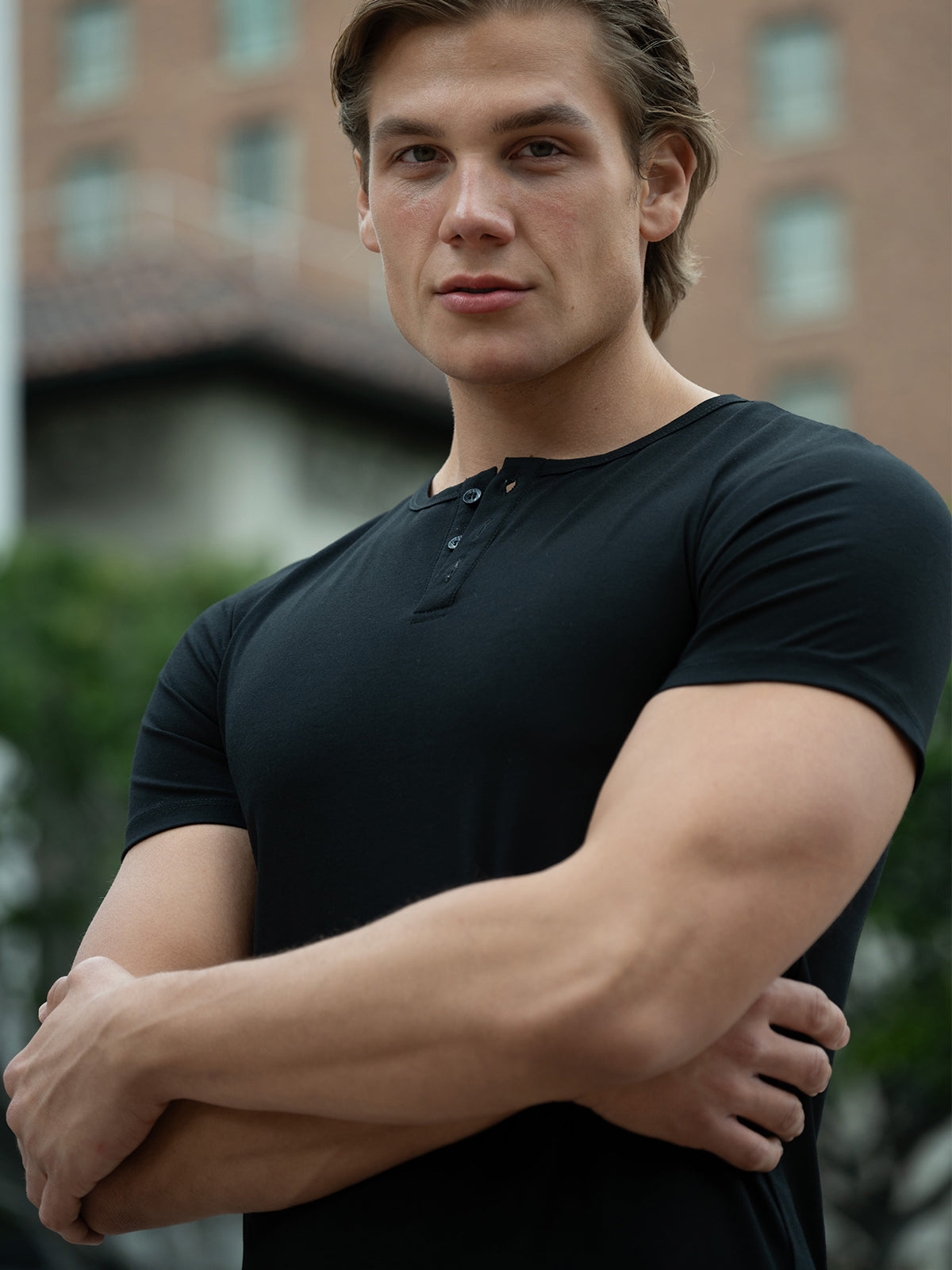 3-Pack All Day Elite Henley Curve-Hem Stretch Short Sleeve