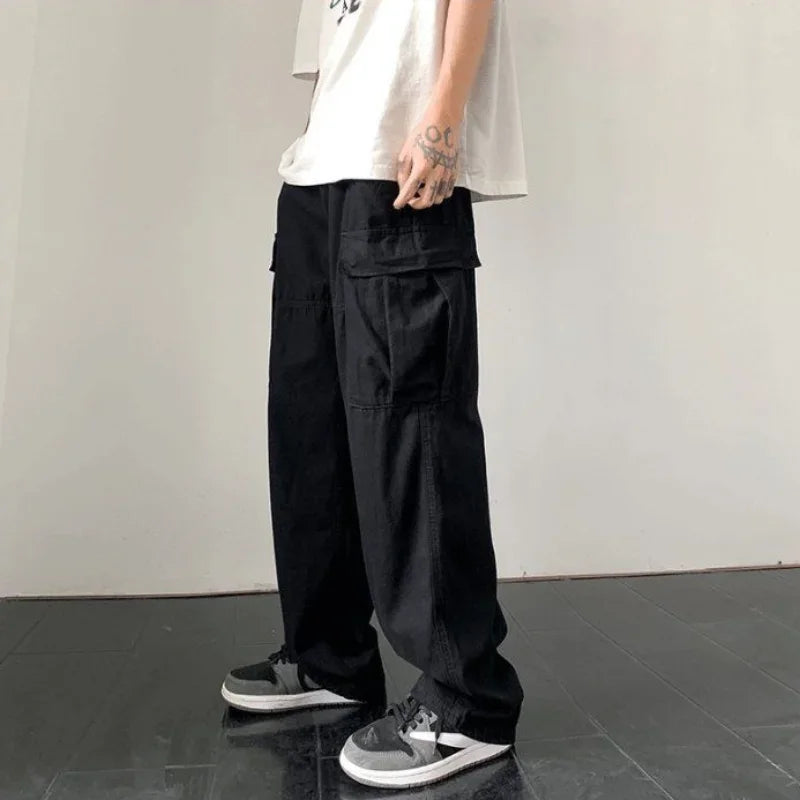 Nexus™️ - Wide-Leg Y2K Techwear Cargo Pants with Multi-Pockets for Men, Vintage Harajuku Style