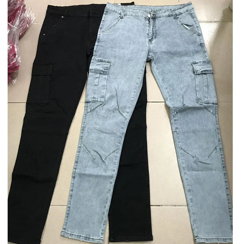 Cole™️ | Mid-Waist Multi-Pocket Denim Cargo Jeans