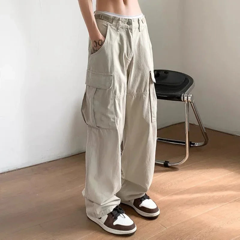 Nexus™️ - Wide-Leg Y2K Techwear Cargo Pants with Multi-Pockets for Men, Vintage Harajuku Style