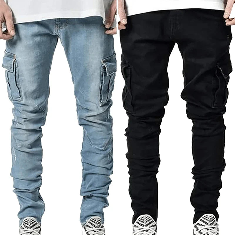 Cole™️ | Mid-Waist Multi-Pocket Denim Cargo Jeans