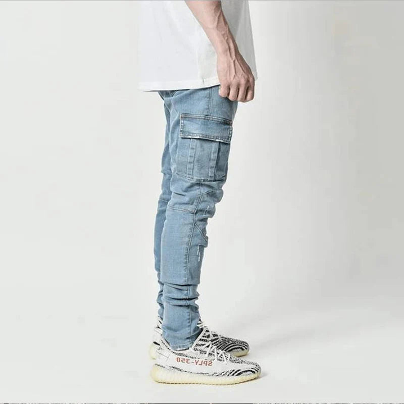 Cole™️ | Mid-Waist Multi-Pocket Denim Cargo Jeans