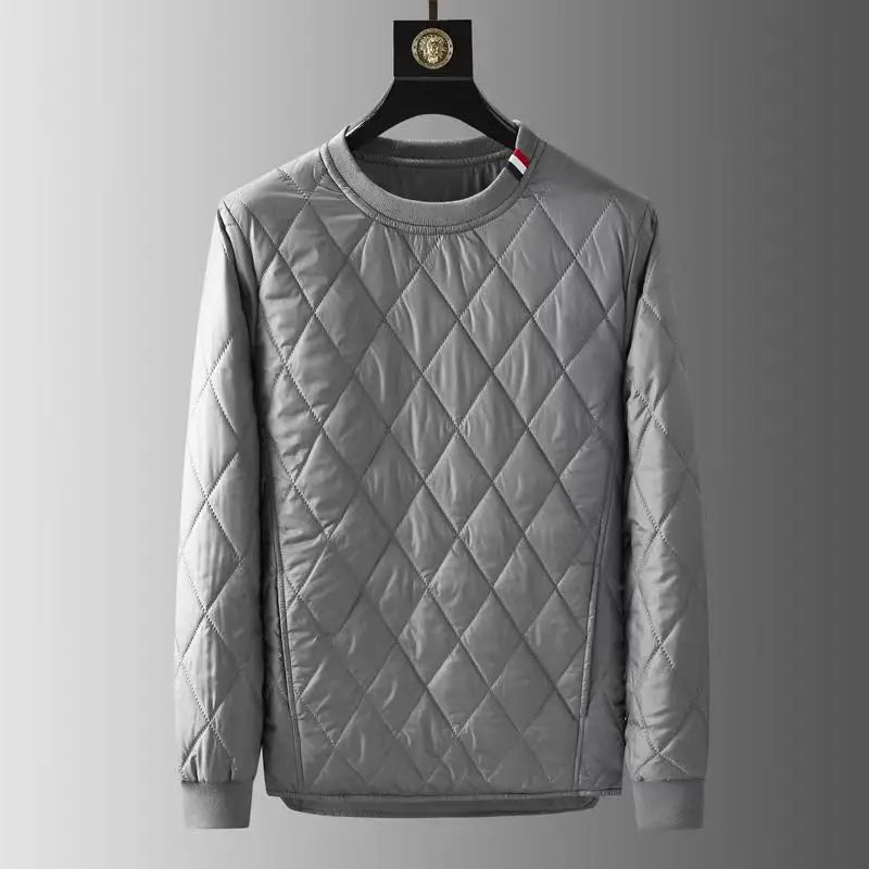 Autumn Winter Men's Two-piece Set O-neck Pullover Cotton Coat Pants Men Pajamas Geometric Patter Warm Thicke Suit Male Outfits