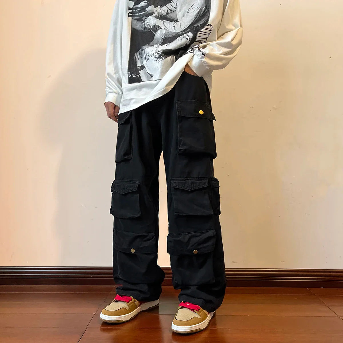 Drift™️ - Vintage Wide-Leg Cargo Pants with Multi-Pockets for Men, Harajuku Hip-Hop Streetwear