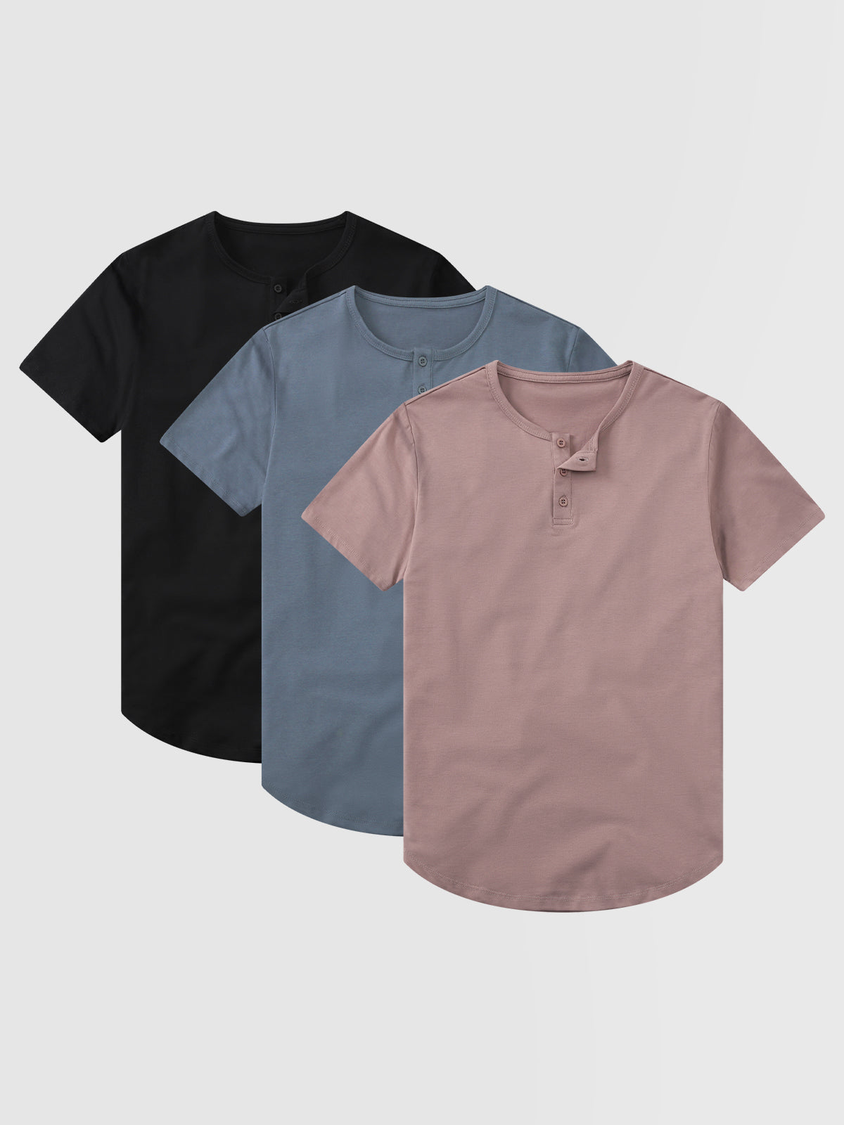 3-Pack All Day Elite Henley Curve-Hem Stretch Short Sleeve