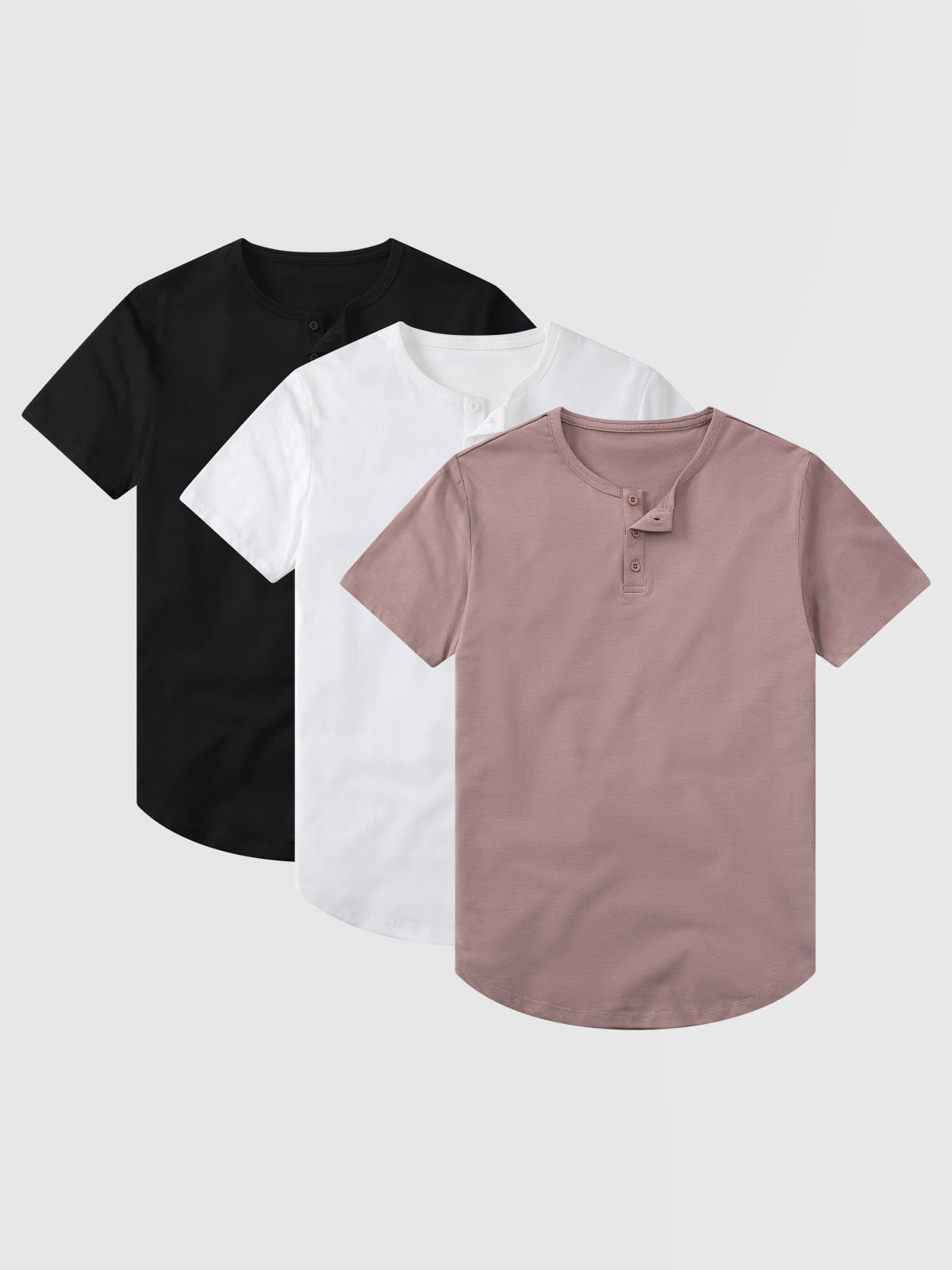 3-Pack All Day Elite Henley Curve-Hem Stretch Short Sleeve