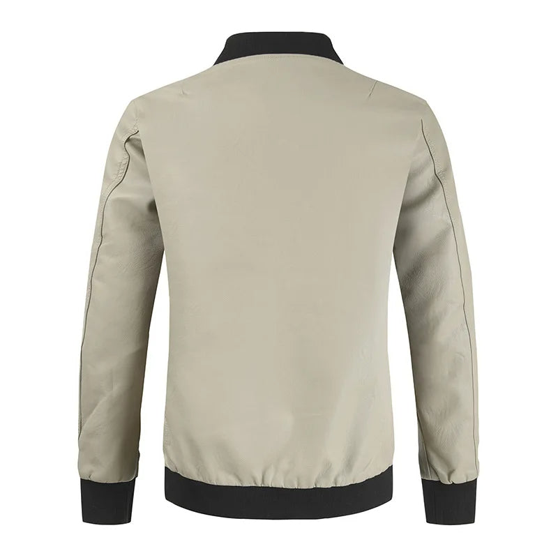 GREY - Vegan Leather Bomber Jacket